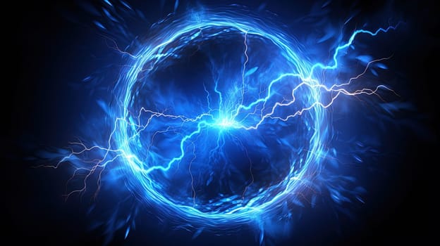 Lighting flash in the shape of circle. Ring of thunderstorm lightning as a portal. Generated AI.