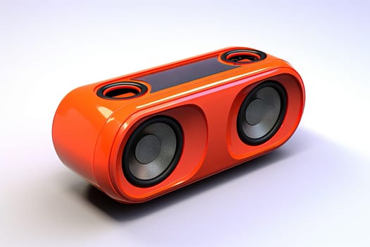 Modern portable speaker on white background. Music loudspeaker or player with wireless technology. Generated AI