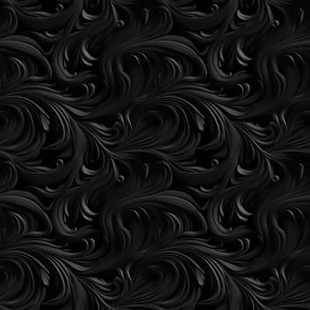 Black and white seamless pattern with classic line and foliage ornament. Seamless texture background. Generated AI