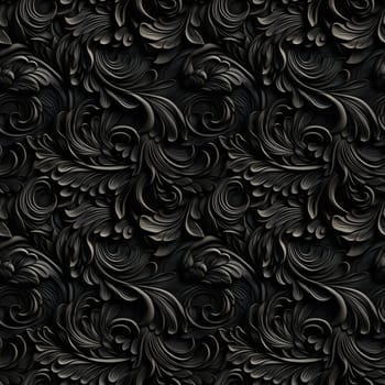 Black and white seamless pattern with classic flower and foliage ornament. Seamless texture background. Generated AI