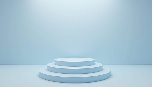 Minimalist podium with pastel lighting for product display. Generated AI.
