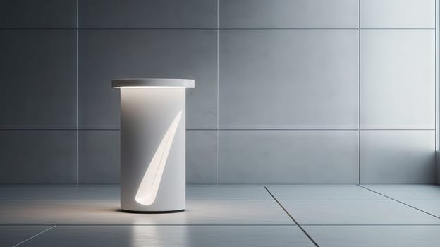 Futuristic pedestal with neon glow. Product presentation mock up for cosmetic product display. Podium, stage, pedestal or platform. Generated AI