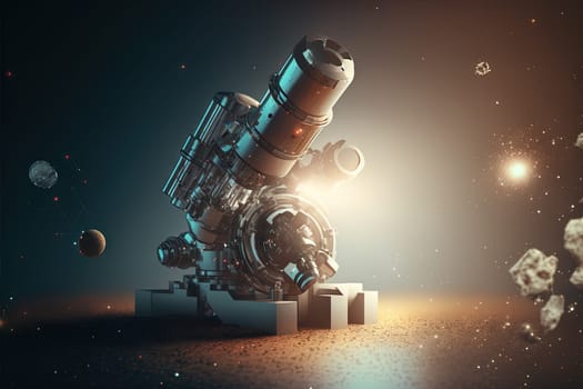 Scientific device for medical research in laboratory. Abstract microscope composition. Generated AI