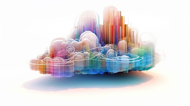 Architectural cloud concept with city structure and connections. Urban private environment and real estate concept. Generated AI
