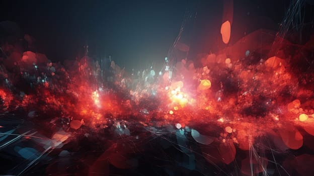 Abstract technology burst with glowing wires and particles in motion. Technology and science dynamic background. Generated AI