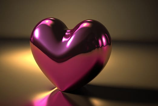 Shiny metallic heart as a symbol of love on Valentine's Day. Generated AI.