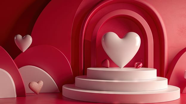Valentine Day abstract composition with heart in 3D style. Generated AI