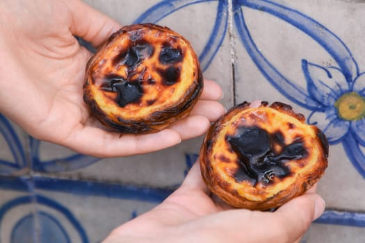 Pasteis de Belem egg tart, typical Portuguese sweet dessert