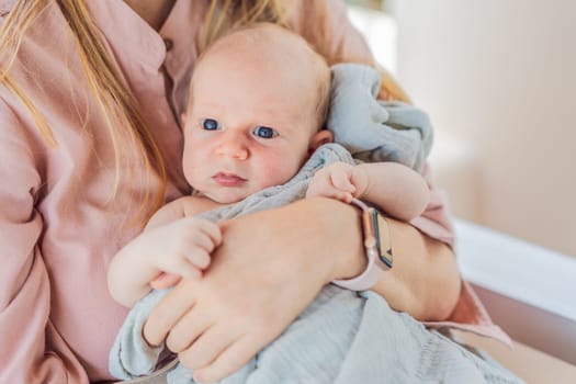 A mother lovingly embraces her newborn baby, holding them close to her chest. A tender moment of warmth, security, and deep maternal love, symbolizing bonding, comfort, and the unbreakable connection between mother and child.