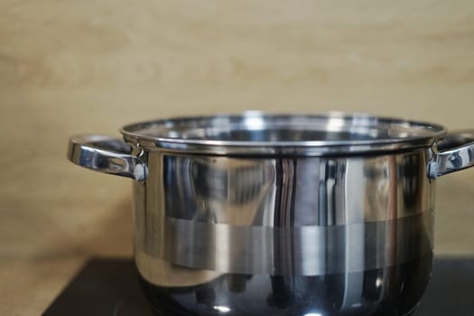 big large pot on cooker prepare meal dinner lunch home family soup make housewife household warm hot cozy atmosphere process homemade. High quality HD footage