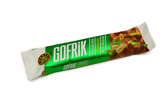 Gaziveren Cyprus -10.02.2025 Tasty snack bar featuring rich chocolate and nutty goodness, perfect for energy on-the-go during any day.