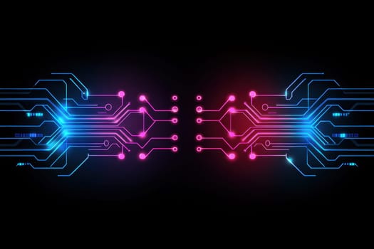 Explore a vibrant cyberpunk abstract digital background, featuring glowing circuits and neon hues that evoke a futuristic technology aesthetic. Perfect for creative projects.