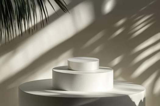 Discover a minimalist product presentation setup featuring soft shadows and abstract design elements. Ideal for creative projects and modern aesthetics.