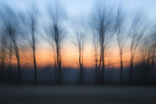 Explore a modern abstract wallpaper featuring blurred trees against a serene sunset. The soft colors and delicate light create a tranquil atmosphere perfect for artistry and design.