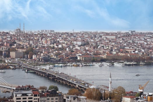 Expansive city view showcasing Istanbul's architecture along the river.