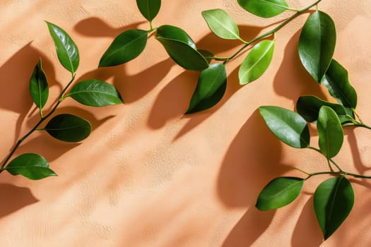 A dreamy sunlit background featuring overlapping soft green leaves casting gentle shadows. This peaceful composition invites a sense of tranquility and beauty.