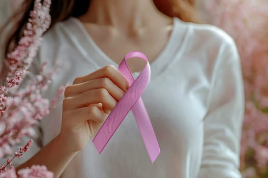 close up a woman hand with white shirt , holding purple ribbon awareness about breast cancer , cancer awareness concept, --ar 3:2 --quality 2 --stylize 250 --v 6.1 Job ID: ab906b47-fc94-47a3-b557-6735369aece7