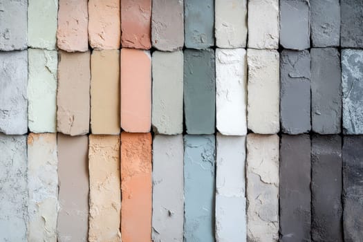 Abstract art painting with vertical stripes in shades of gray, olive green, and white. The texture is rough, resembling a watercolor or mixed media..
