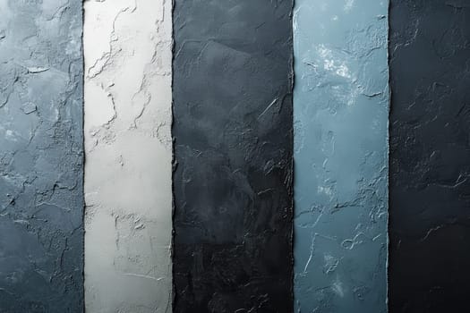 Abstract art painting with vertical stripes in shades of gray, olive green, and white. The texture is rough, resembling a watercolor or mixed media..
