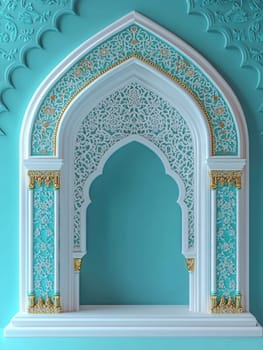Elegant Islamic arch design with gold and turquoise accents for architectural inspiration.