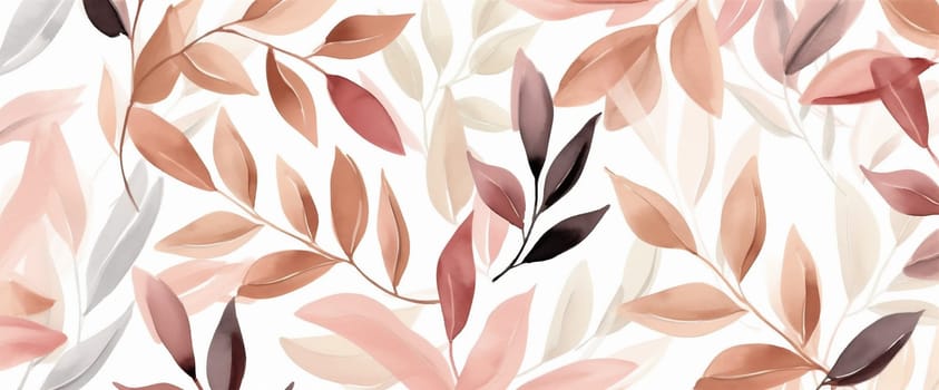 background pattern graphic foliage watercolor seasonal wallpaper botanical leaf decoration orange october decor white red yellow fall autumn plant nature isolated. Generative AI.