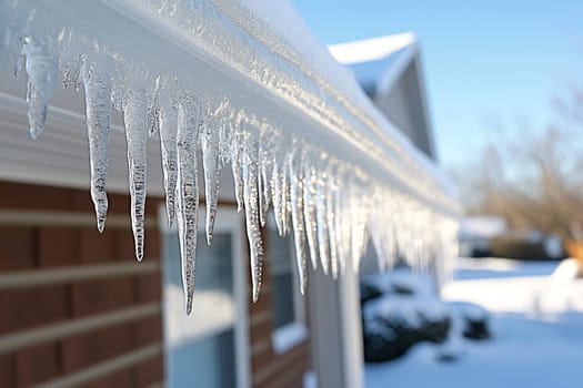 Icicles begin to melt and drip from the roof under the warmth of the spring sun. The arrival of spring