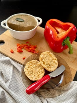 homemade black pepper biscuits with chicken liver pate.