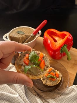 homemade black pepper biscuits with chicken liver pate.