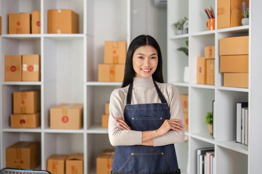 A young female entrepreneur smiles confidently in a modern workspace, demonstrating her readiness to tackle business challenges.