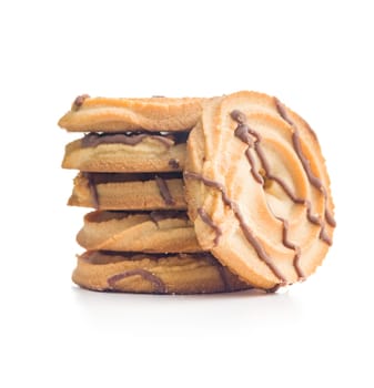 Sweet chocolate cookies isolated on a white background.