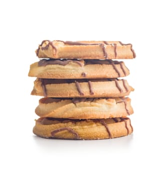 Sweet chocolate cookies isolated on a white background.