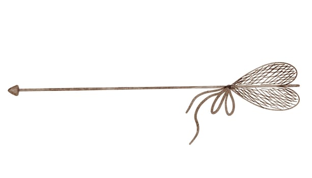 Arrow cupid with heart. Hand drawn illustration of wooden arrow on white background. Clipart for Valentine's day. Ideal for cards to loved ones and for weddings. High quality photo
