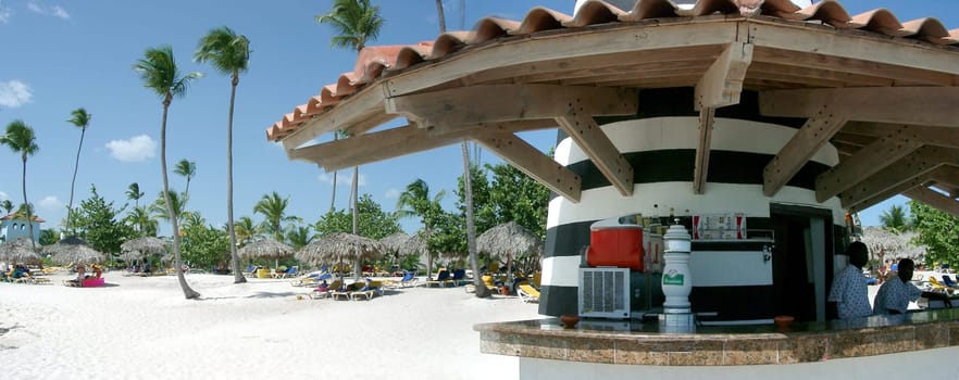 Panoramic beach bar in the Dominican Republic