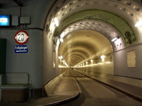 The old Hamburg Elbe Tunnel. Mediation of three exposure variants with NoiseRemove,photographed with a Minolta Dimage 7i