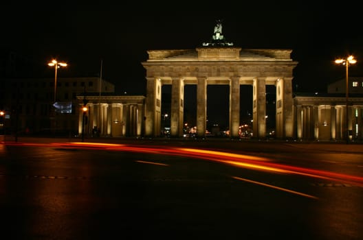 a tail of light in front of the goal