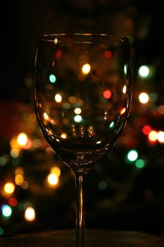 Glass in front of the Christmas tree