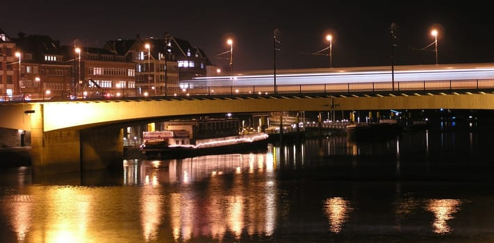 when the train rushes through the long-exposure image.