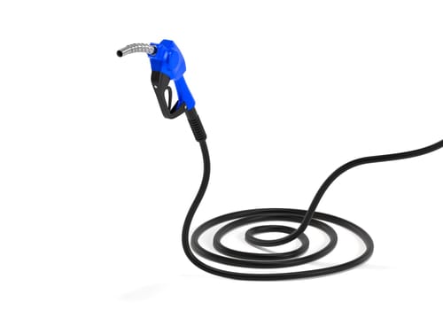 Blue gasoline injector gasoline pump on white background