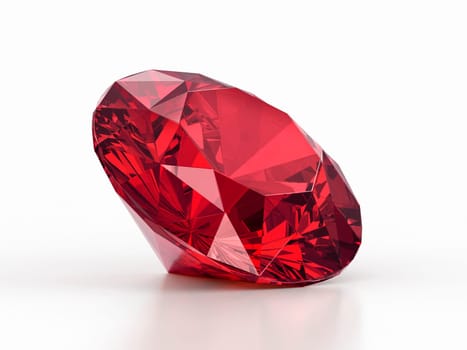 Red dazzling diamond with high quality on a white background