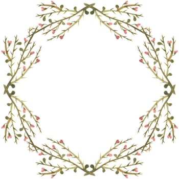 Camel thorn square frame. Decor for graphic design, printing and packaging. Isolated hand-drawn watercolor illustration