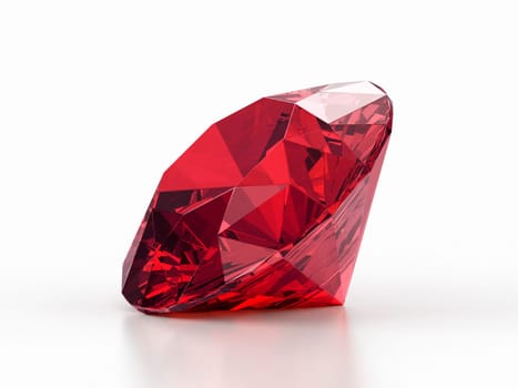 Red dazzling diamond with high quality on a white background
