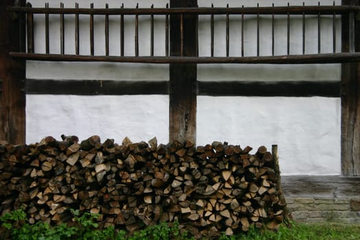 Wood in front of the house