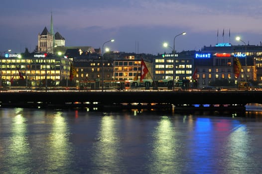 Genf bei Nacht Schweiz / Evening hours in Geneva Switzerland