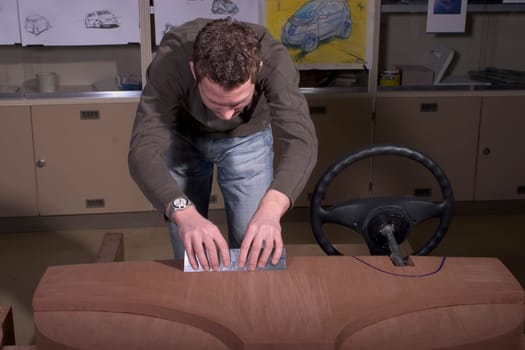 1:1 model of a car cockpit made of industrial plasticine,facelift study
