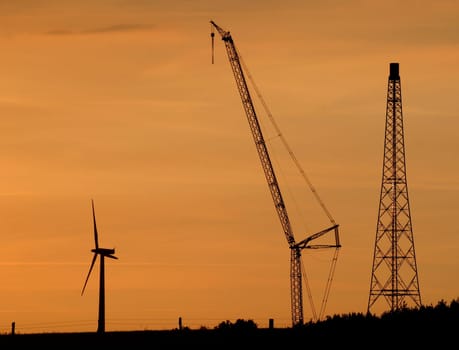 Wind turbine under construction