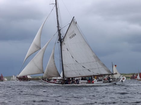 Photographed from a sailing ship when a storm is approaching on the Flensburg Fjord. Rumregatta 2004 Flensburg