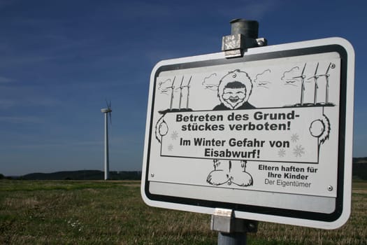 Warning sign wind turbine