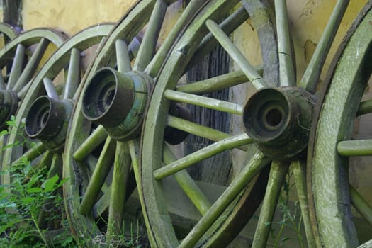Old wooden wheels