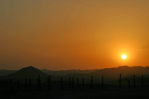 Sunset over the desert