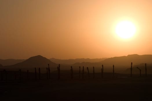 Sunset over the desert